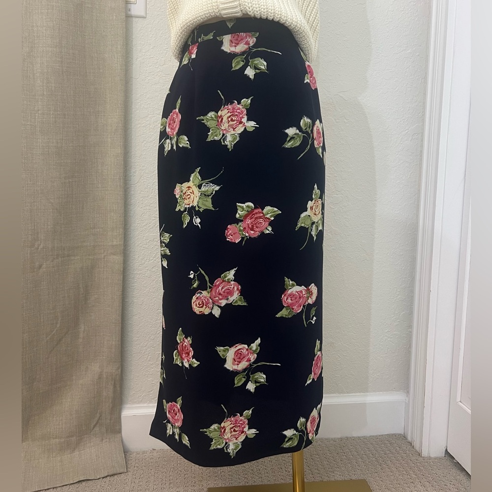 90s Y2K Vintage Pendleton MIDI Blue Floral Skirt Size 8P
